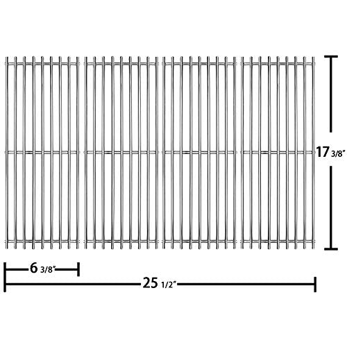Hongso 17 3/8" Porcelain Polished Cast Iron Cooking Grates Replacement for Broil-Mate, Broil King 9625-67, 9625-84, Baron 320, Baron 340, Huntington and Sterling, PCB005, 4Pcs