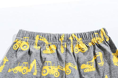Little Hand 4 Piece Pajamas for Boys Digger Pajama Excavator Pjs Summer Toddler Truck Short Sets 6-7 Years