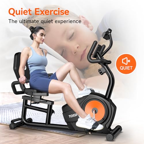 XVGVSV Recumbent Exercise Bike, Recumbent Stationary Bike for Home, Recumbent Bike with 400LB Weight Capacity Whisper-Quiet 16 Levels Magnetic Resistance Heart Rate Handle and Multi-Function LCD Comfortable Seat (Orange-Plus)