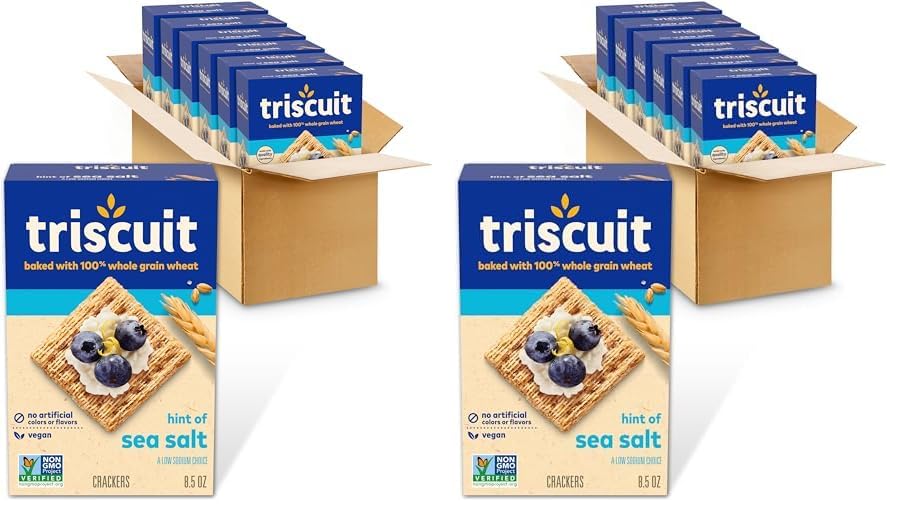 Triscuit Organic Original Whole Grain Wheat Crackers, Organic Crackers, Vegan Crackers, 6 - 7 oz Boxes