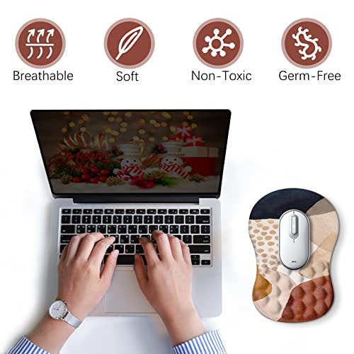 DINKY Ergonomic Mouse Pads Wrist Support, Entire Memory Foam with Anti-Slip PU Base, Pain Relief Mouse Mat with Wrist Rests Easy Typing for Computer Laptop, Home and Office (Color Block)