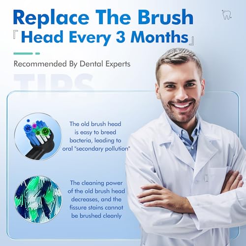 Keosaa Replacement Toothbrush Heads Compatible with Oral B, Pack of 8 Professional Electric Toothbrush Heads Oral-B 7000/Pro 1000/9600/ 500/3000/8000 (Black)