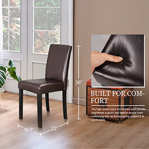 ZENY Dining Chair Set of 2, PU Leather Chairs Modern Diner Chairs Armless Side Chair with Solid Wood Legs for Home Kitchen Living Room
