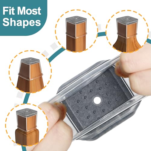 24 Pcs Chair Leg Floor Protectors, Silicone Felt Furniture Leg Pads Caps Covers for Hardwood Floors (Fit:0.5“-0.89”)