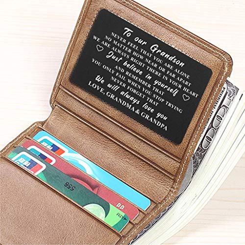 DEGASKEN Grandson 30th Birthday Card - Birthday Gifts for 30 Year Old Grandson - 30th Birthday Decorations for Grandson, Personalized Engraved Wallet card
