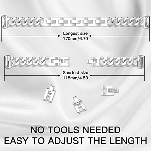 Bolesi Compatible with Fitbit Luxe Bands,Slim Metal Band Stainless Steel Adjustable Straps Replacement Bands for Fitbit Luxe Smart Watch for Women Men,Silver