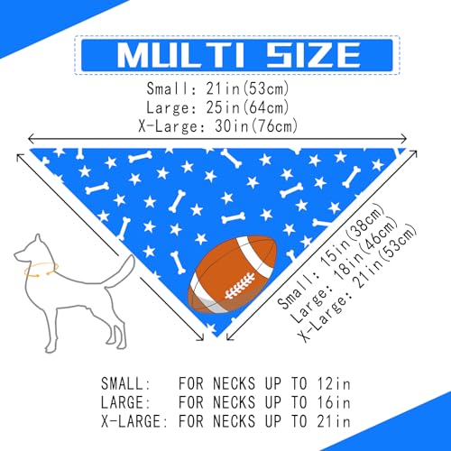 Liboom Football and Baseball Dog Bandanas 2 Pack,Blue Pet Scarf for Boy and Girl,Thanksgiving Holiday Bandana for Small or Large or Extra Large Dogs (X-Large),Premium Durable Fabric