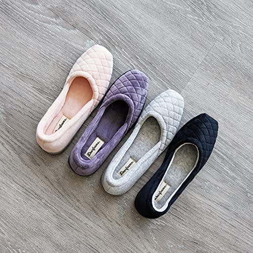 Dearfoams Women's Katie Microfiber Velour Espadrille Slipper, Black, Small
