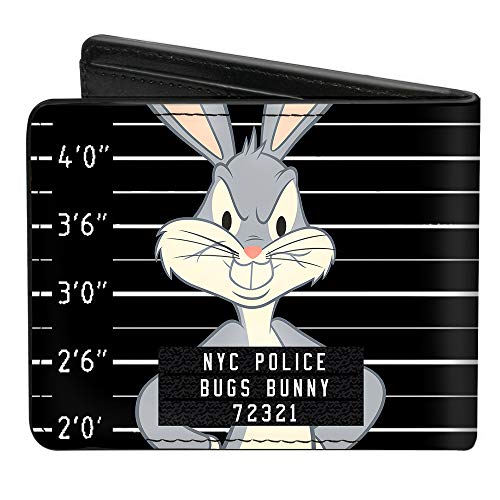 Buckle-Down Men's Bifold Wallet Bugs Bunny, Black & White, 4.0" x 3.5"