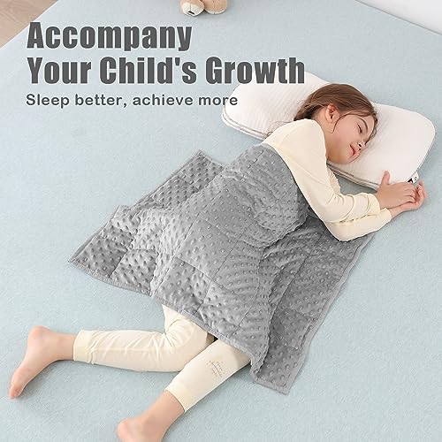 Sivio Weighted Lap Blanket for Kids, Minky Dots Children Weighted Blanket,Soft and Cozy Cooling Heavy Blanket for Sleeping, Calm and Nap, School and Home,2lbs 20 x 30inches, Grey