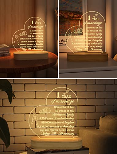 FULLOSUN Anniversary Wedding Gifts for Him/Her, I Love You Night Light 3D Illusion Lamp for Couple Wife Husband Romantic Valentines Wedding Day Present (5th)