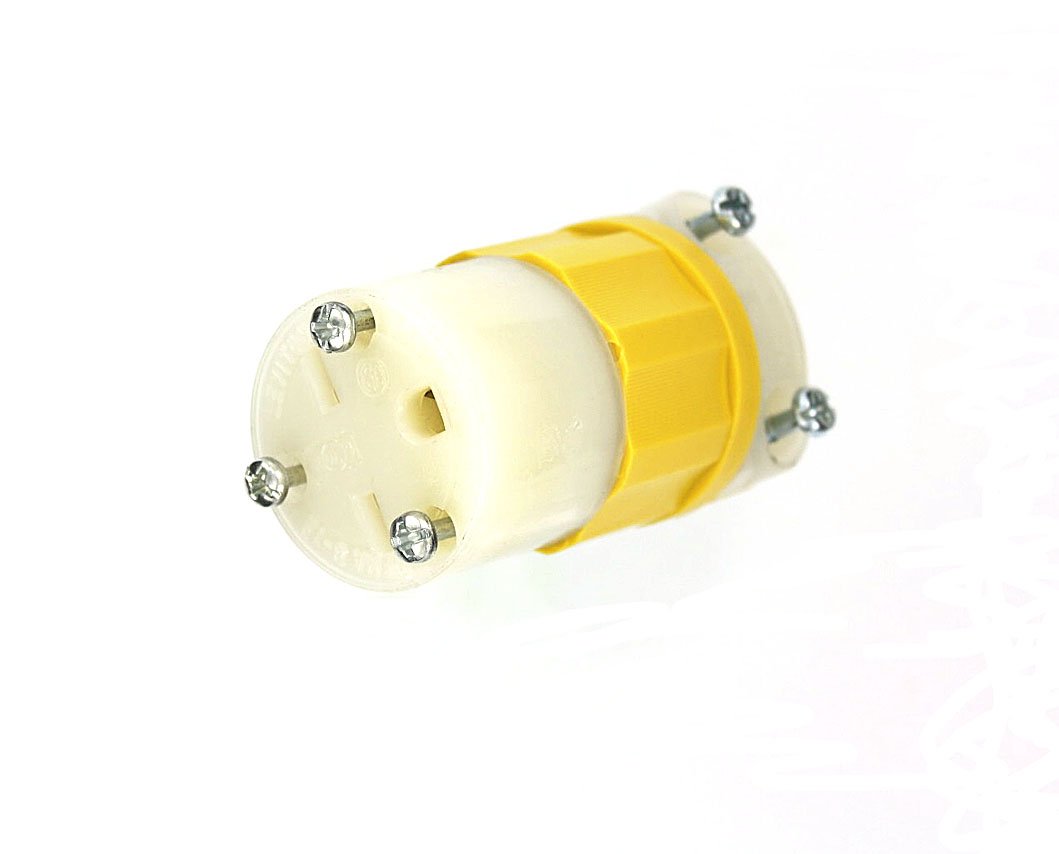 Leviton 5669-CY 15-Amp, 250V, Connector, Straight Blade, Industrial Grade, Grounding, Yellow-White