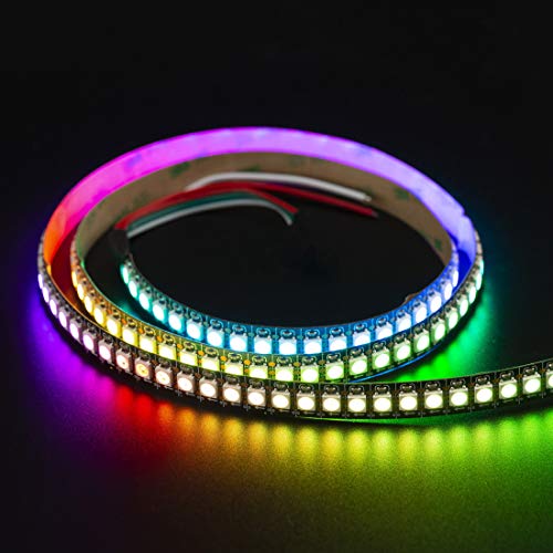 BTF-LIGHTING RGBW RGB+Cool White SK6812 (Similar WS2812B) 4 Colors in 1 LED Strip Individually Addressable 3.3ft 1m 144LED Light Flexible Dream Color IP30 DC5V Black PCB (No Adapter or Controller)