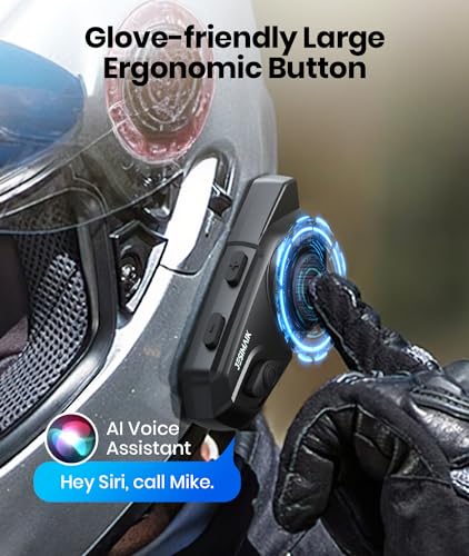 Motorcycle Helmet Bluetooth Headset ,2000M 10 Riders Noise Cancellation Intercom Communication System, Multitasking Audio Hands-Free Speakers, Helmet Radio, Stereo Music Motorcycle Accessories, 2 Pack