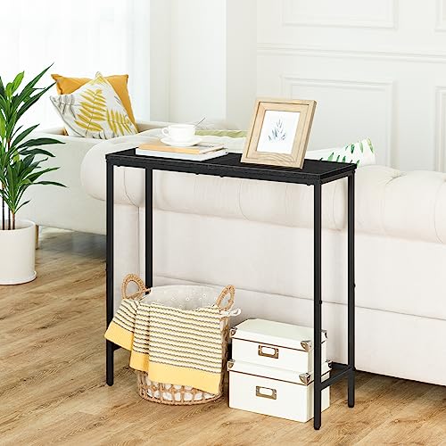 HOOBRO Narrow Console Table, 29.5" Small Entryway Table, Thin Sofa Table, Side Table, Display Table, for Hallway, Bedroom, Living Room, Foyer, Black BK75XG01