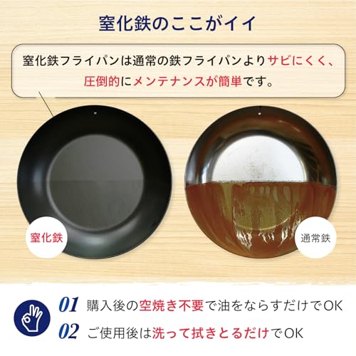 Riverlight JS1424 Kyoku JAPAN Iron Frying Pan Deep Fry Pan with Lid Set, 9.4 inches (24 cm), Iron Nitriding, IH Compatible, Rust Resistant, Wok, Made in Japan