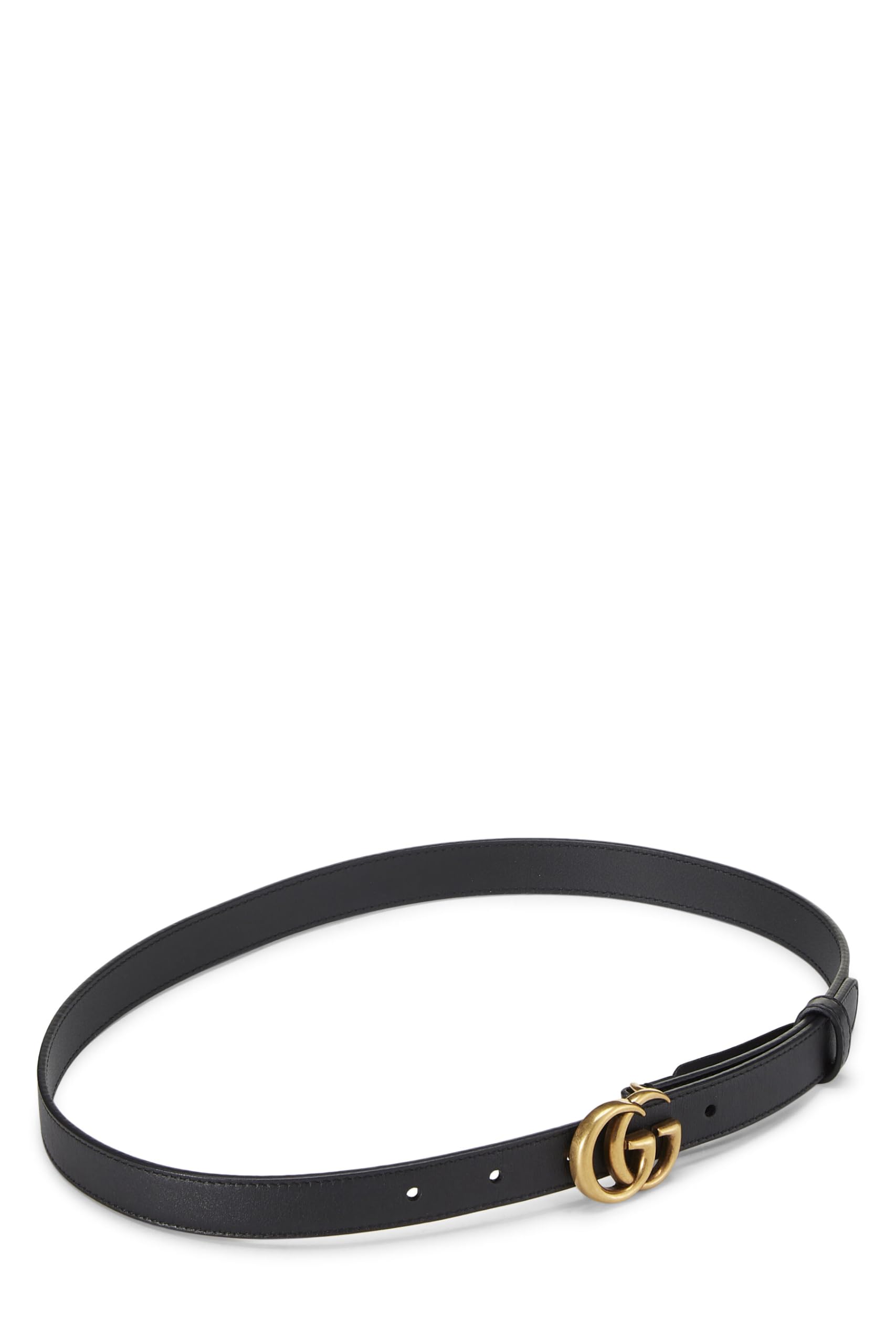 Gucci, Pre-Loved Black Leather GG Marmont Belt, Black