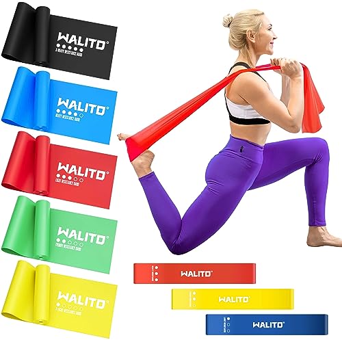 WALITO Resistance Bands for Working Out, Exercise Bands for Women and Men, Workout Bands for Physical Therapy, Stretch, Recovery, Pilates, Rehab, Strength Training and Home Gym