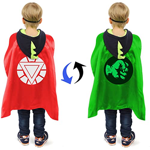 VOSOE Superhero Capes and Masks Double Side Dress up Costumes Christmas Cosplay Festival Birthday Party Favors for Kids (3 Sets Double-side)