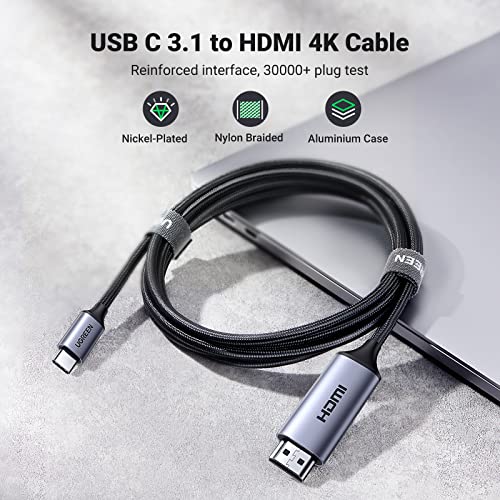 UGREEN USB C to HDMI Cable (4K@60Hz) 3.3FT, Type C Thunderbolt 4/3 to HDMI for Home Office Compatible with iPhone 16 Pro Max Plus, MacBook Pro Air iPad Pro, XPS, Galaxy S24 Steam Deck