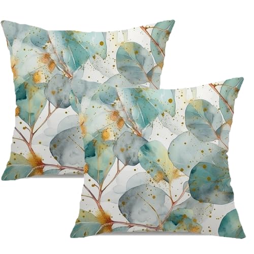 Auomily Boho Floral Throw Pillow Covers Set of 2 Blue Bohemian Flower Decorative Cushions Pillowcase for Bedroom Sofa Home Decor, 18x18 Inch, Velvet, Short Plush