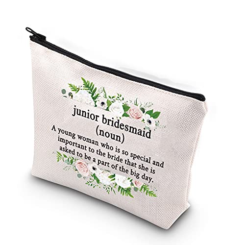 WCGXKO Junior Bridesmaid Gift Maid of Honor Proposal Gift Wedding Day Zipper Pouch Makeup Bag For Bridesmaid (Junior Bridesmaid)