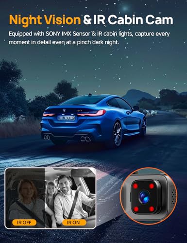 Anyski 3 Channel 5GHz WiFi Dash Cam with 64GB Card, 2.5K+1080P Dash Cam Front and Rear/Inside, 2.5K+1080P+1080P Three Way Dash Camera for Cars, Dashcam 24H Parking Mode, Support 256GB Max Silver