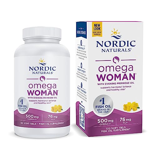 Nordic Naturals Omega Woman, Lemon - 120 Soft Gels - 500 mg Omega-3 + 800 mg Evening Primrose Oil - Healthy Skin, Hormonal Balance, Optimal Wellness - Non-GMO - 60 Servings