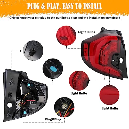 JSKAPA Left Tail Light Assembly Compatible with 2018 2019 2020 GMC Terrain Rear Brake Lamp Driving Lights Driver Side Outer