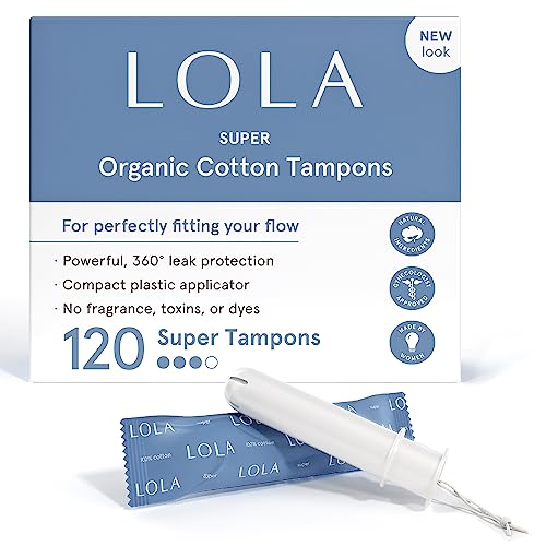 LOLA Organic Cotton Tampons, 8 Count - Super Non-Toxic Tampons, Period Feminine Hygiene Products, HSA FSA Approved Products Feminine Care