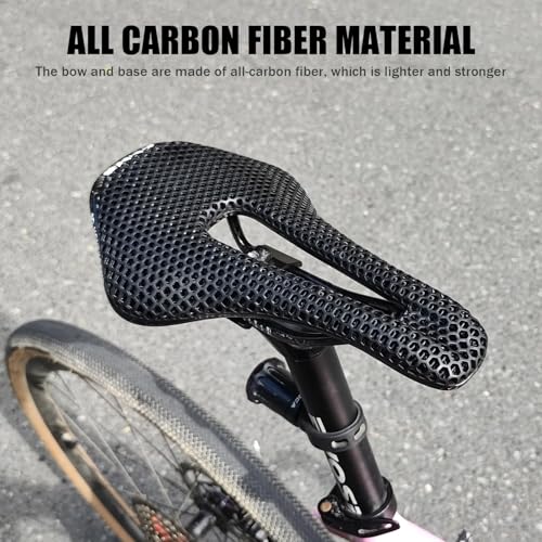 EVOSID 3D Printed Bike Saddle 150mm Light/Soft/Breathable/Waterproof Unisex Cushion Seat for City Bike, MTB, BMX, Gravel Bikes, Road Bike(Carbon Fiber)