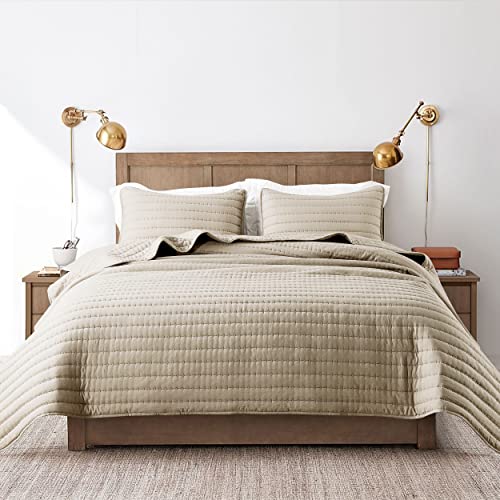 ROARINGWILD White Twin Size Quilt Bedding Sets with Pillow Sham, Lightweight Soft Bedspread Coverlet, Quilted Blanket Thin Comforter Bed Cover for All Season, 2 Pieces, 68x90 inches