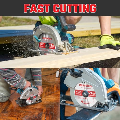 4 Pack 4 1/2 Circular Saw Blade 24T Carbide Tipped Teeth, Compact TCT Saw Blades for Cutting Various Wood, Plastic and Composite Materials, 3/8" Arbor, Fit Dewalt Craftsman Ryobi Milwaukee