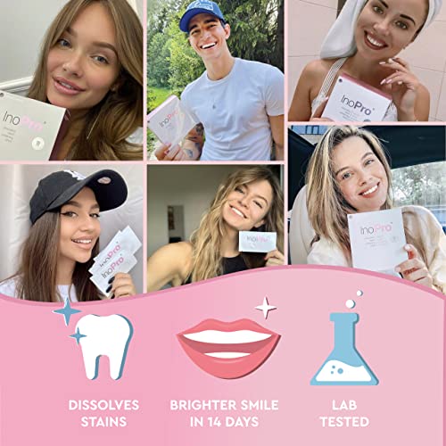 InoPro Teeth Whitening Strips 7 Treatments Kit - Sensitive Teeth Whitener, Peroxide Free, Enamel Safe Green White Strips, Deep Stains Removal - Instant Teeth Whitening Without The Harm (14 Strips)
