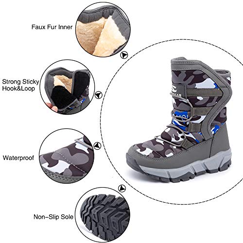 GUBARUN Boys Snow Boots Kids Outdoor Warm Shoes Waterproof (Black1, 4)