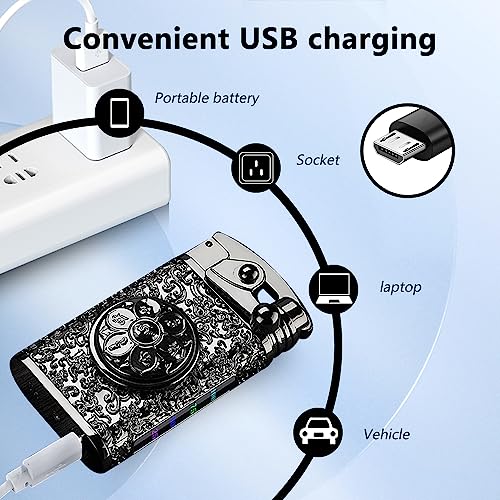 RSBYE Plasma Lighter USB Rechargeable Windproof Lighter Electric Lighter Flameless Dual Arc Lighter Electronic Cool Lighters for Candle, Incense Stick, Outdoor Camping(Black)