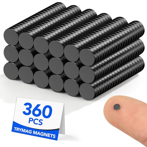 TRYMAG Small Magnets Black 360Pcs, 3x1mm Neodymium Magnets, Tiny Strong Small Round Magnets Rare Earth Magnets Mini Round Magnets Neodymium Magnets for Fridge, Office, Crafts, DIY, Science