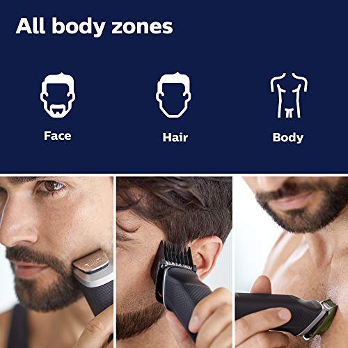 Philips Norelco Multigroom Series 5000 18 Piece, Beard Face, Hair, Body and Intimate Hair Trimmer for Men - NO BLADE OIL MG5910/49