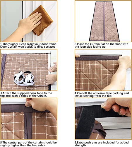 Magnetic Thermal Insulated Door Curtain for Winter,Three Layer Construction For Better Insulation,Thicken Polyester Fiberfill &Weatherproof Oxford Cloth,Temporary Door Window Insulation Cover Curtain