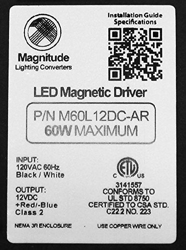 12V Magnitude Magnetic Dimmable LED Driver Transformer Hardwired Under Cabinet Lighting 60 Watt - Inspired LED