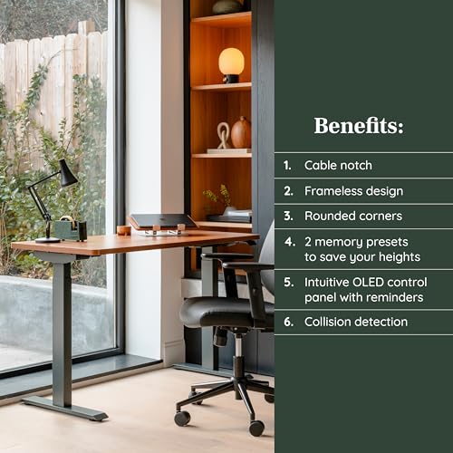 Branch Duo Standing Desk 36 Inches - Adjustable Standing Desk with 20” Range - OLED Control Panel - Frameless Design & Compact Size Suitable for Many Spaces - Charcoal Base - Charcoal Top
