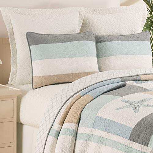 C&F Home Driftwood Shores Twin 2 Piece Quilt Set Summer Beach Bedding Ocean Themed Coastal Reversible Machine Washable Lightweight Pieced and Embroidered Bedspread Coverlet Comforter Twin 2 Piece Set