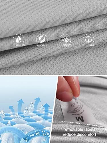 5 Pack Mesh Dry Fit Gym Tshirts for Men Quick Dry Crew Neck Running Active Fitness Training Sport Tee Shirts,BR-S