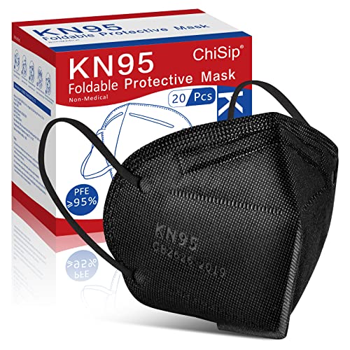 ChiSip Disposable KN95 Face Mask 50 Pack, 5 Layer Cup Dust Safety Masks, Breathable Protection Masks for Adult, Men, Women, Multicolor