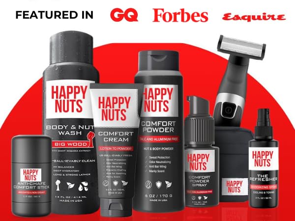 HAPPY NUTS Comfort Powder - Anti Chafing & Deodorant, Aluminum-Free, Sweat and Odor Control for Jock Itch, Groin and Men's Private Parts (6 Ounce (Pack of 1), Original)