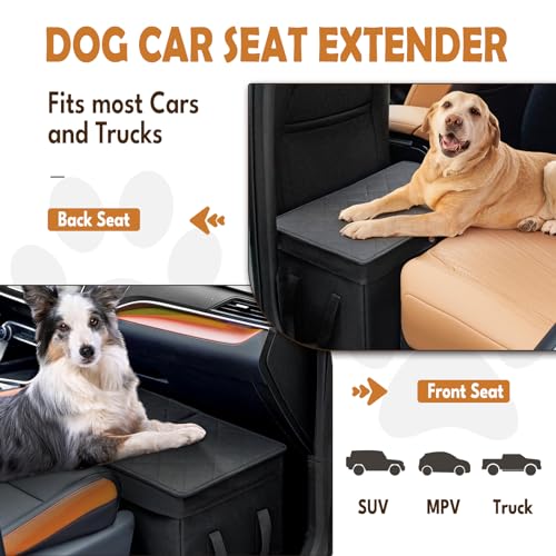 UNICITII Car Seat Extender for Large Dogs, Back Seat Extender for Dogs up to 120 LBS Large Dog Car Seat with Storage Car Organizer Gap Filler for Front or Back Seat