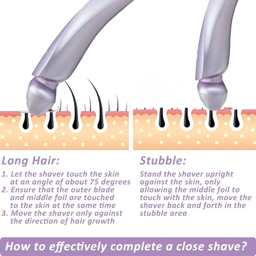 Electric Shaver for Women Legs, Lady Razors Hair Removal Waterproof Wet or Dry for Underarm Arm Bikini Private Area Pubic Hair, Portable Painless Ladies Body Hair Trimmer Remover (Purple)