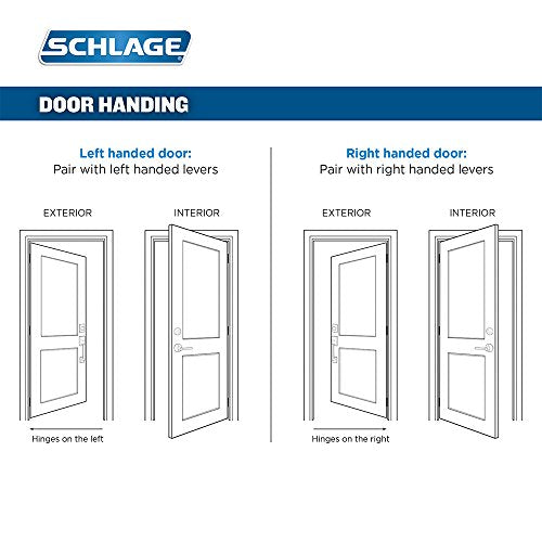 Schlage F170 FLA 619 LH Left Handed Flair Door Lever, One Sided Non-Turning Dummy Door Handle, Satin Nickel