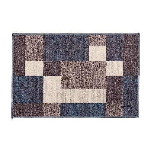 Modern Boxes Design Non-Slip (Non-Skid) Area Rug 5 X 7 (5' 3" X 7' 3") Red
