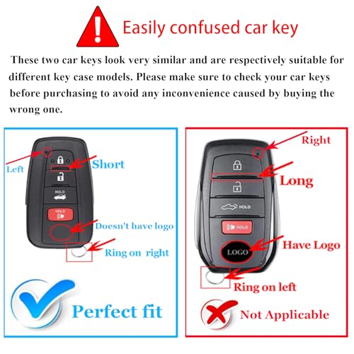 QBUC for Toyota Key Fob Cover with Keychain Suitable for RAV4 Camry Avalon C-HR Corolla GT86 Premium TPU Key Fob Case (Style 1-Blue)